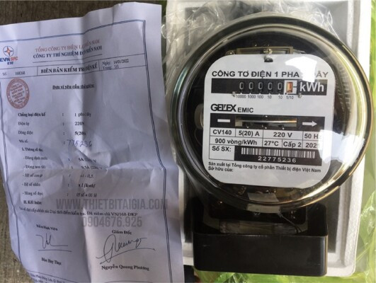 Hình ảnh đồng hồ điện cơ Gelex EMIC 1 pha 2 dây được EVN kiểm định