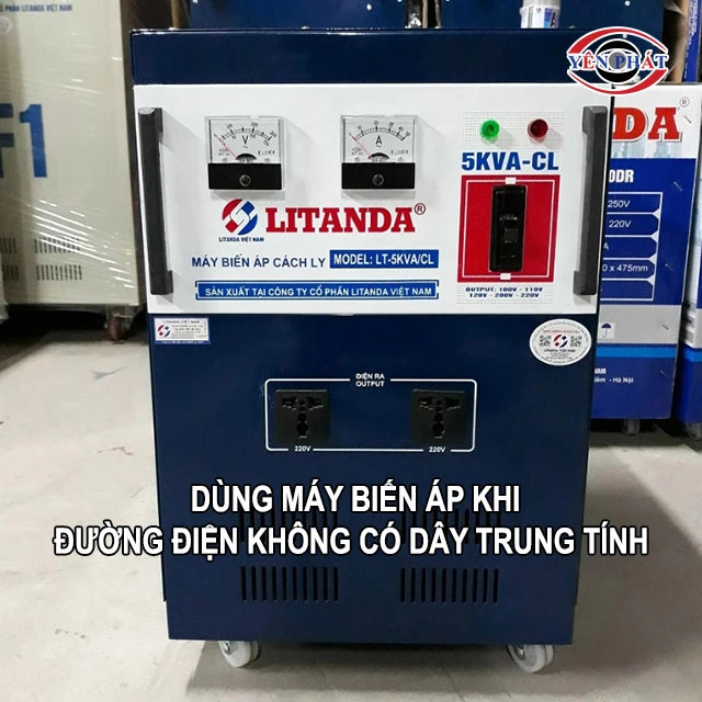 Sử dụng máy biến áp phù hợp để tạo dây trung tính hoặc chuyển đổi điện áp khi đường dây điện 3 pha không có sẵn dây trung tính