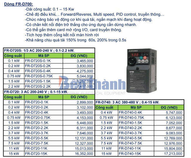 Hình ảnh biến tần Mitsubishi FR-D700