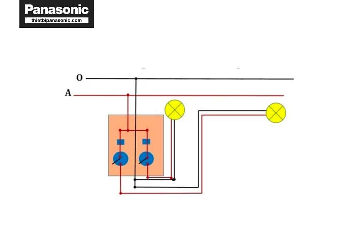 Hướng dẫn đấu nối mạch điện cầu thang với 2 công tắc và 2 bóng đèn