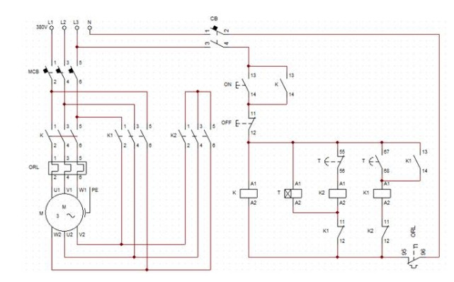Sơ đồ mạch khởi động sao tam giác tối ưu với Timer