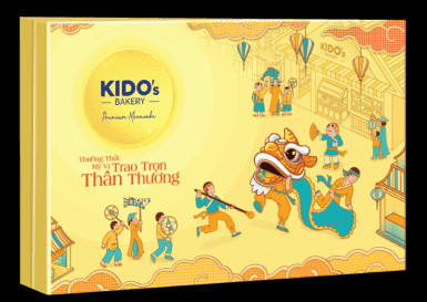 Hộp bánh trung thu Mỹ Vị Thịnh Vượng màu vàng tươi sáng