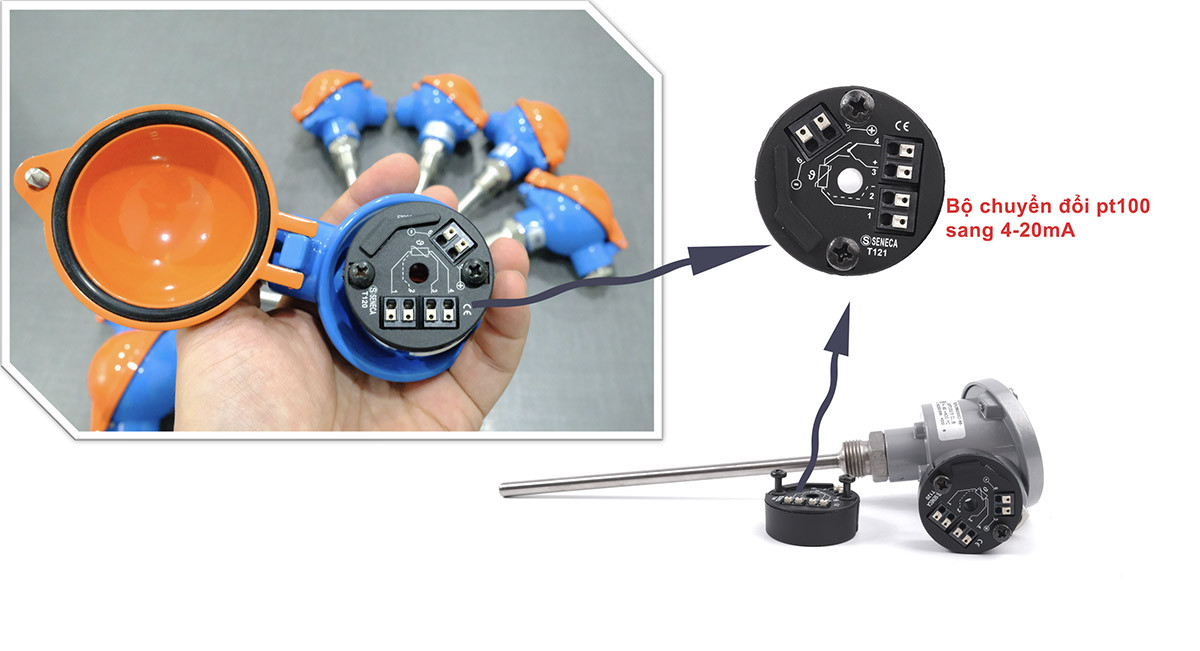 Cảm biến nhiệt Pt100 và bộ chuyển đổi tín hiệu 4-20mA