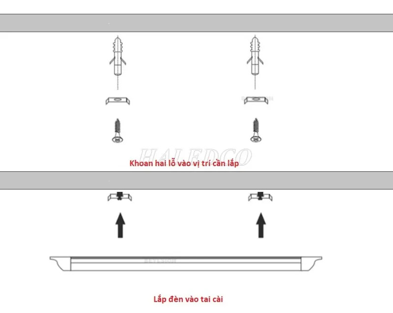 Quy trình lắp đặt đèn tuýp LED bán nguyệt liền máng