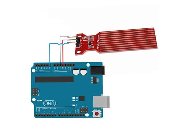 Sơ đồ kết nối cảm biến mực nước với bo mạch Arduino để đọc tín hiệu