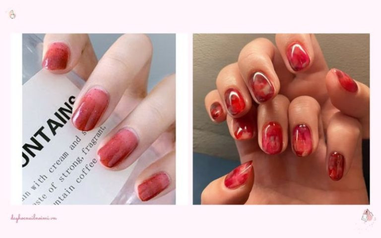 Mẫu nail đỏ thạch xinh xắn