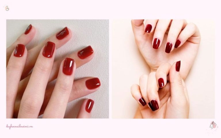 Mẫu nail đỏ đô trơn đơn giản nhưng cá tính