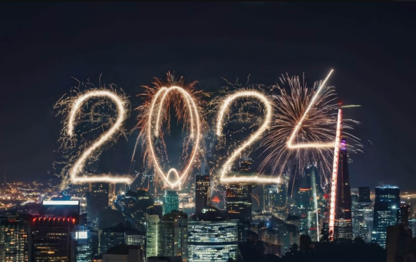 Pháo hoa xếp hình số 2024 chuyên nghiệp trên bầu trời đêm