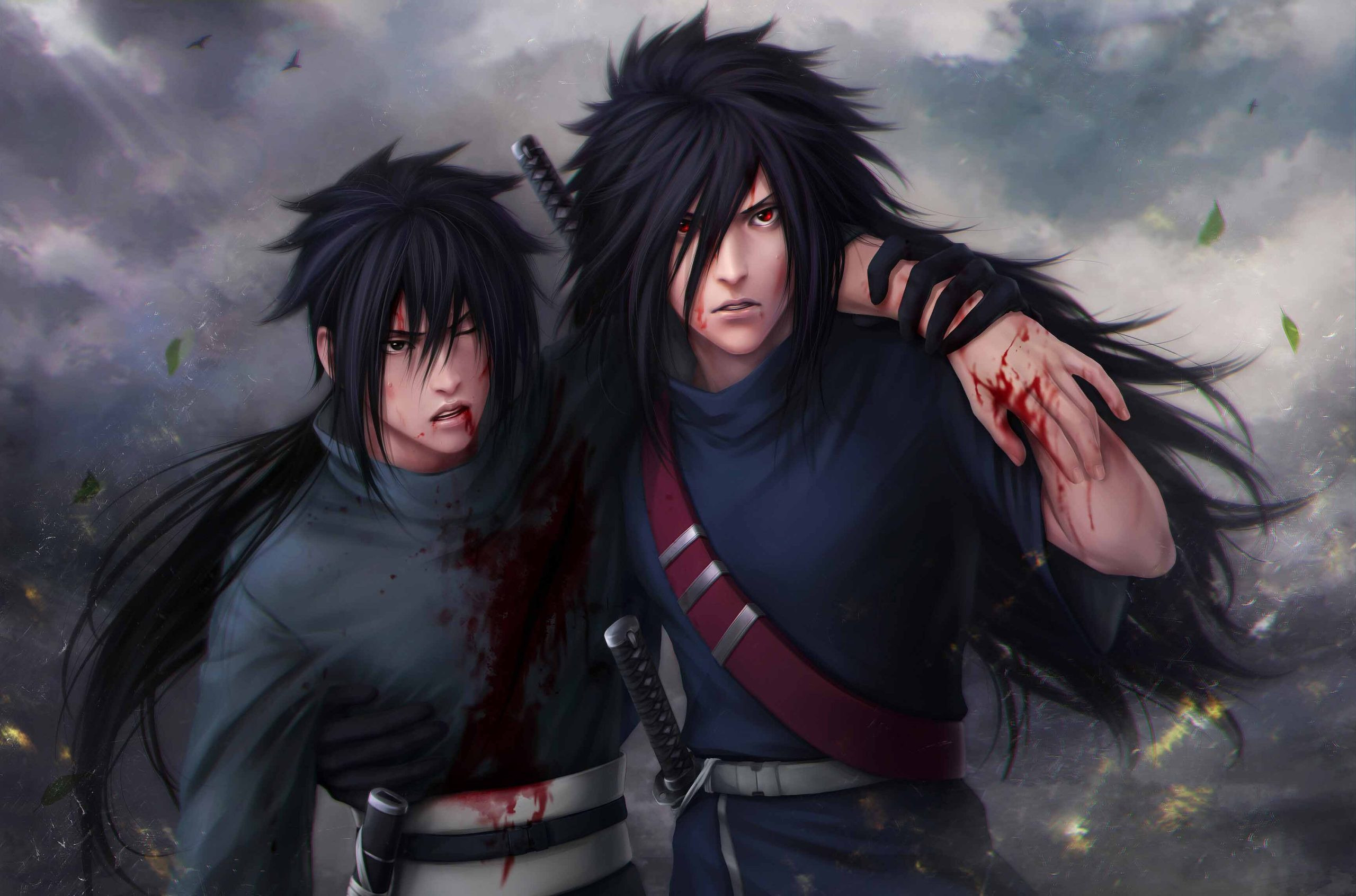 Madara Uchiha đứng im lặng, đôi mắt lạnh lùng nhìn về phía trước với sự quyết đoán