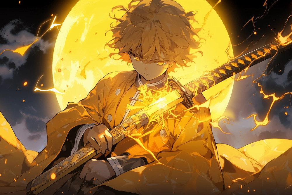 Ảnh anime Zenitsu đẹp với hiệu ứng sét