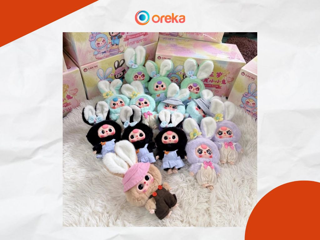 Baby Three Macaron Bunny Series Vinyl Face