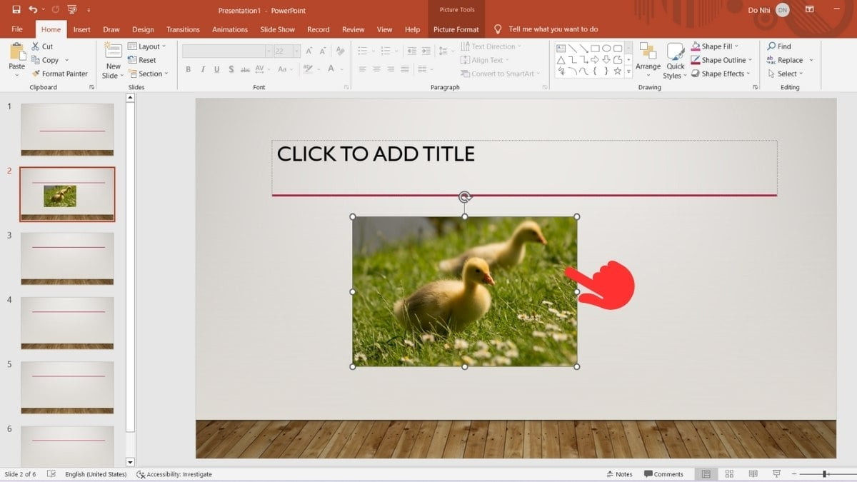 Cách di chuyển ảnh đã chèn trên Powerpoint