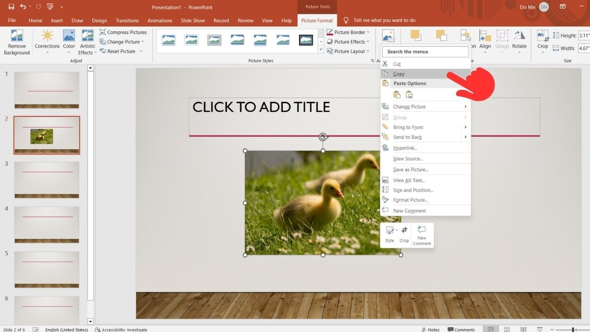 Cách di chuyển hình ảnh đã chèn trên Powerpoint