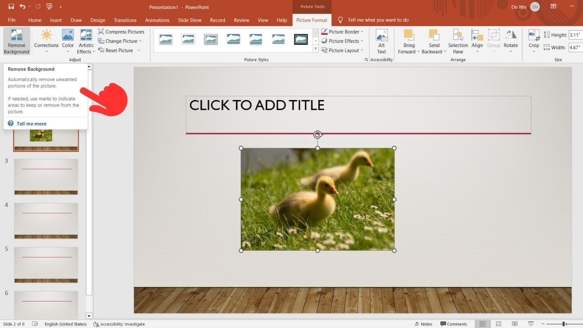 Bước 1 : Cách xóa background hình ảnh đã chèn trên Powerpoint