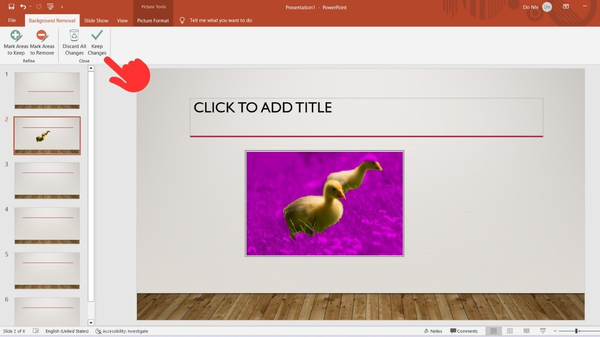 Bước 2: Cách xóa background hình ảnh đã chèn trên Powerpoint