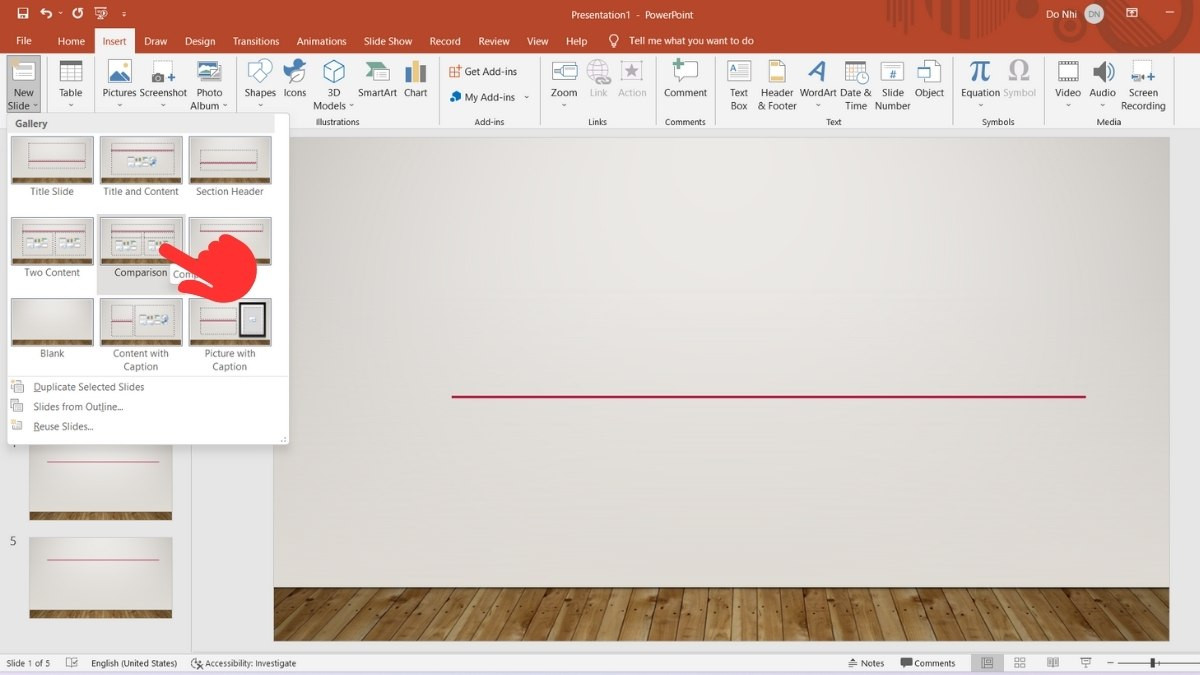 Bước 1: Cách chèn ảnh vào Powerpoint với ảnh có sẵn trên máy vào khung