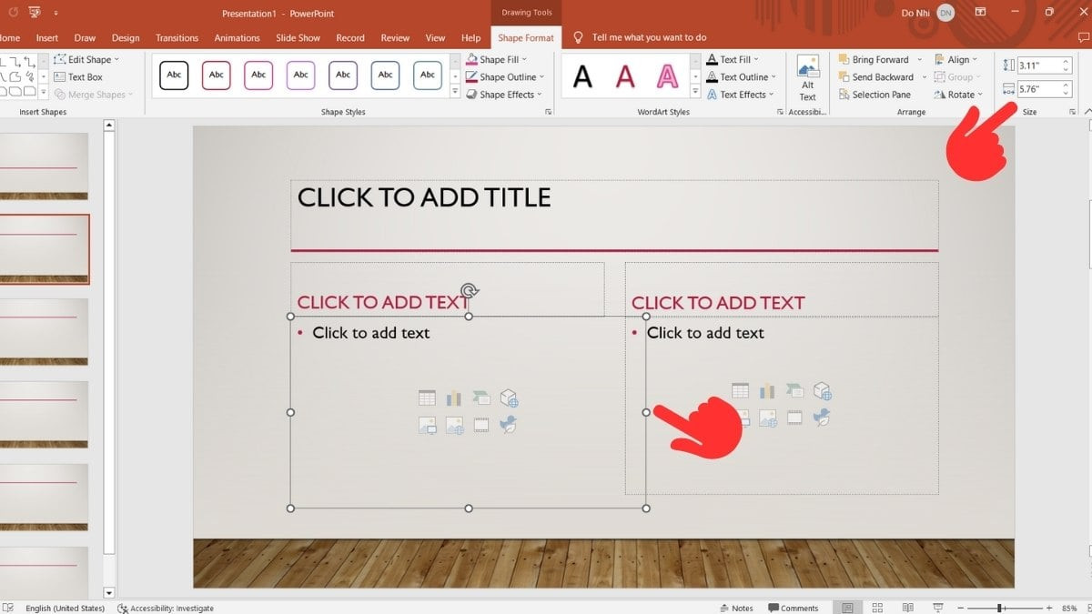 Bước 1: Cách chèn ảnh vào Powerpoint với ảnh có sẵn trên máy vào khung