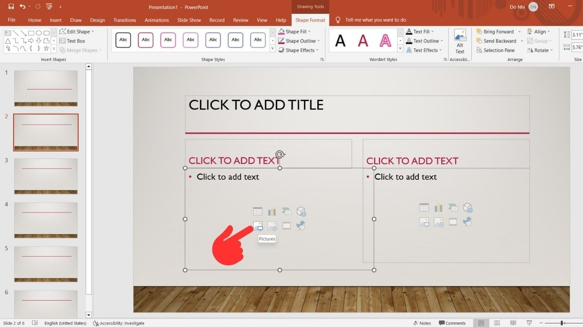 Bước 2: Cách chèn ảnh vào Powerpoint với ảnh có sẵn trên máy vào khung