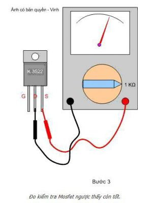 Bước 3: Đo giữa D và S sau khi nạp điện G