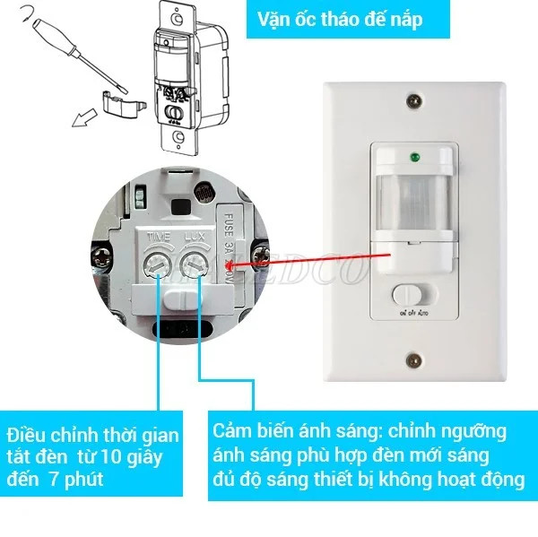 Sơ đồ cách lắp cảm biến đèn cầu thang