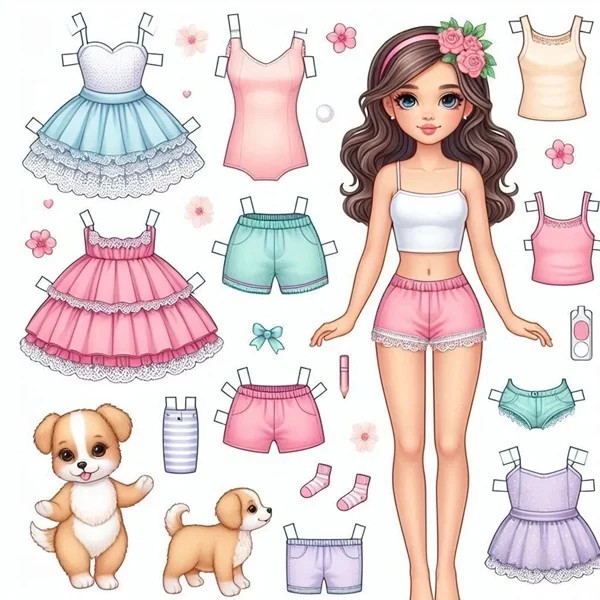 Hình ảnh búp bê giấy cổ trang