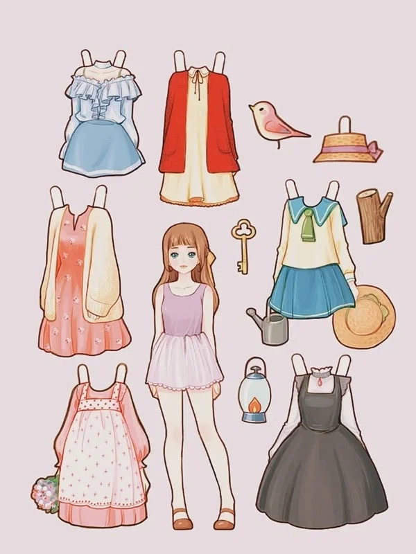 Hình ảnh búp bê giấy mặc váy