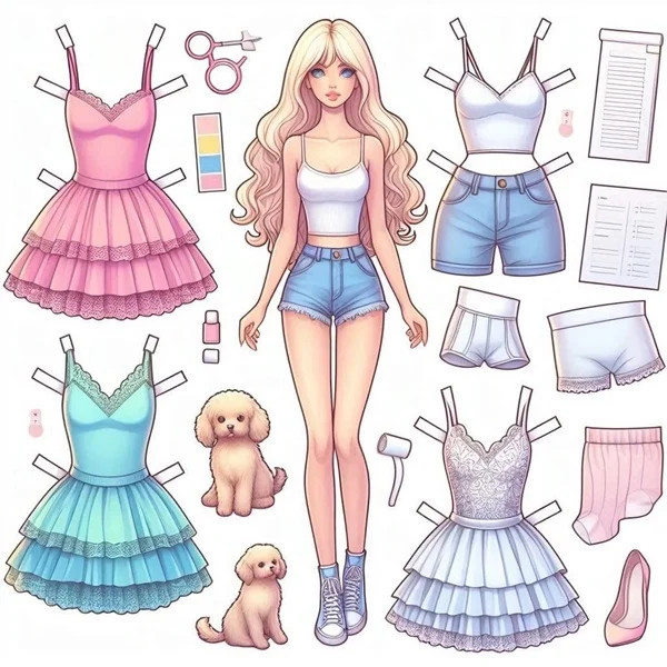 Hình ảnh búp bê giấy phong cách Hàn Quốc