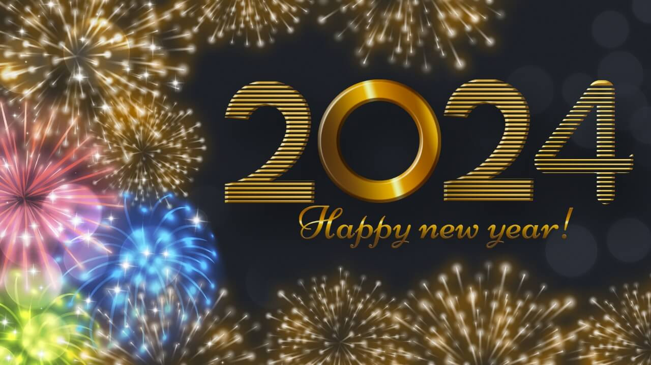 Hình nền pháo hoa 2024 sang trọng với những chùm sáng lộng lẫy