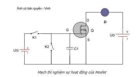 Mạch thí nghiệm hoạt động của Mosfet