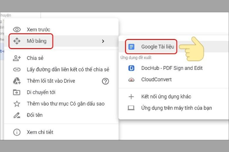Hướng dẫn mở tệp ảnh trong Google Drive bằng Google Tài liệu