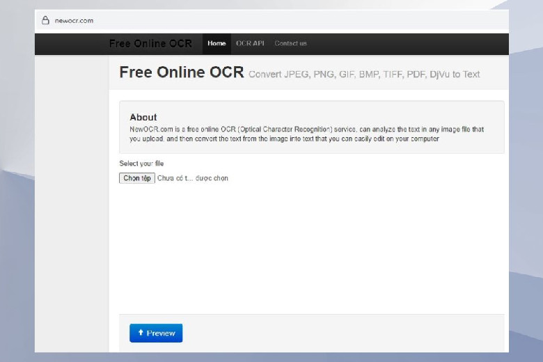 Trang web NewOCR.com với tính năng nhận dạng ký tự quang học trực tuyến