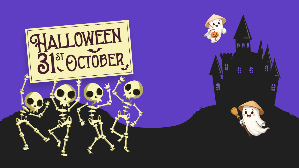 Khu rừng cây tối tăm, huyền bí phủ đầy sương mù tạo cảm giác ma quái trong đêm Halloween