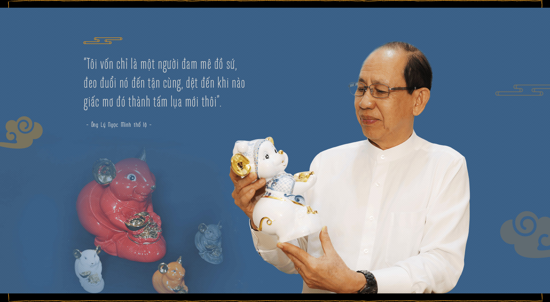 Tượng chuột sứ màu trắng ngà quý phái của Minh Long