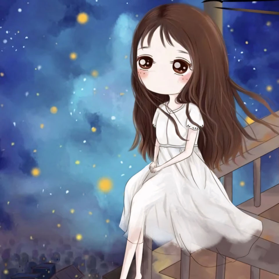 Cô gái chibi buồn bã, đôi mắt ngấn lệ, biểu cảm đáng thương