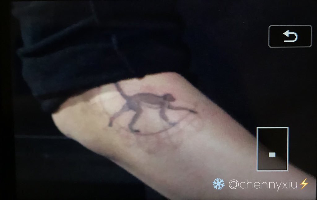 Hình xăm chú khỉ trên cánh tay phải của Chanyeol