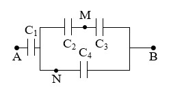 Mạch điện ghép tụ phức tạp cho ví dụ 2