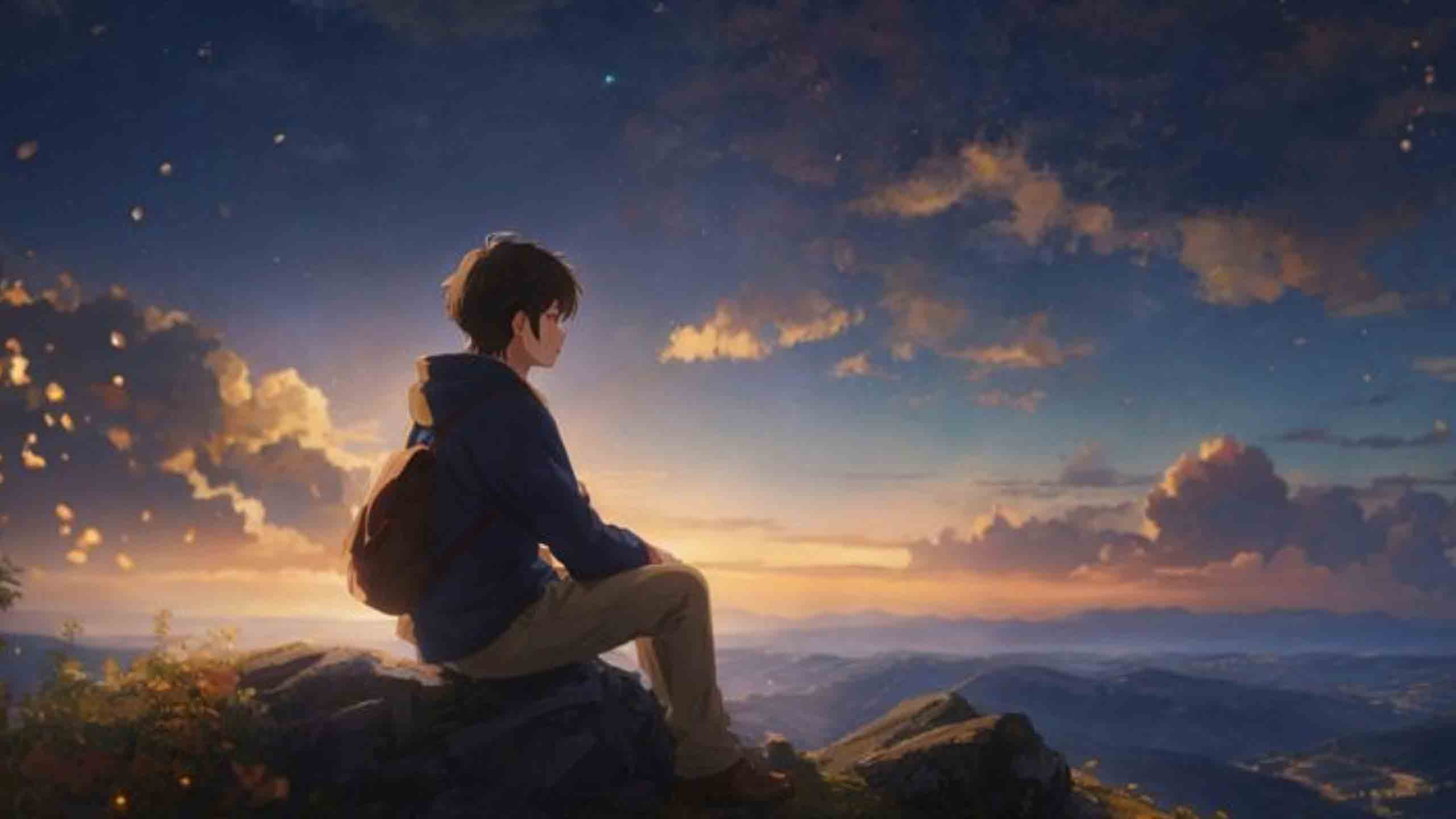 Cô gái anime ngồi một mình bên cửa sổ, nhìn ra ngoài với ánh mắt trầm mặc