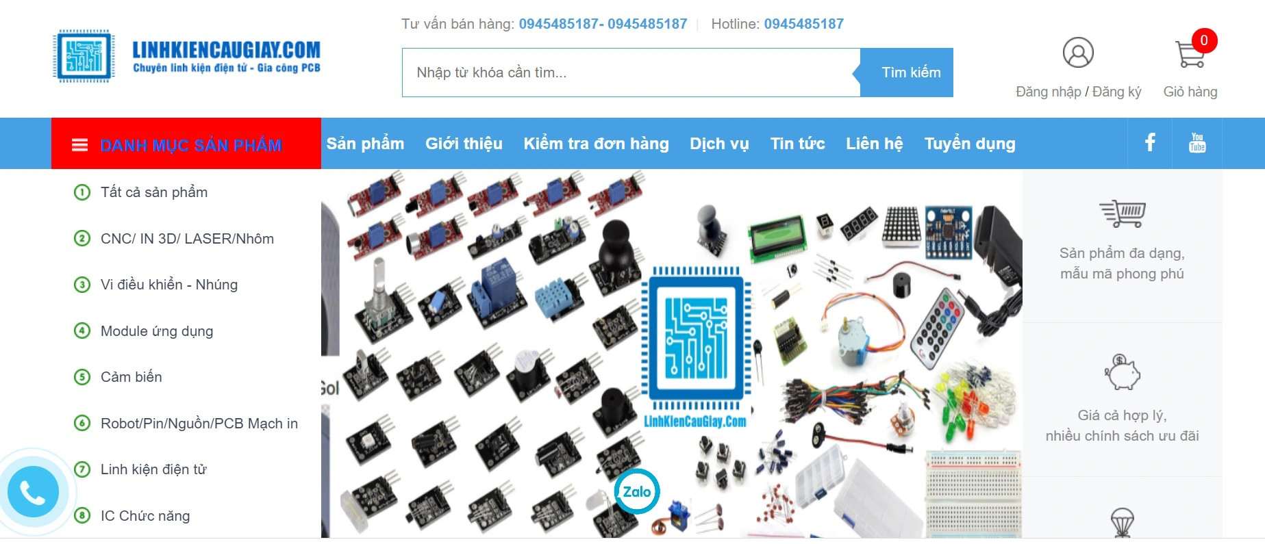 Linh Kiện Cầu Giấy cung cấp nhiều loại linh kiện điện tử và dịch vụ gia công