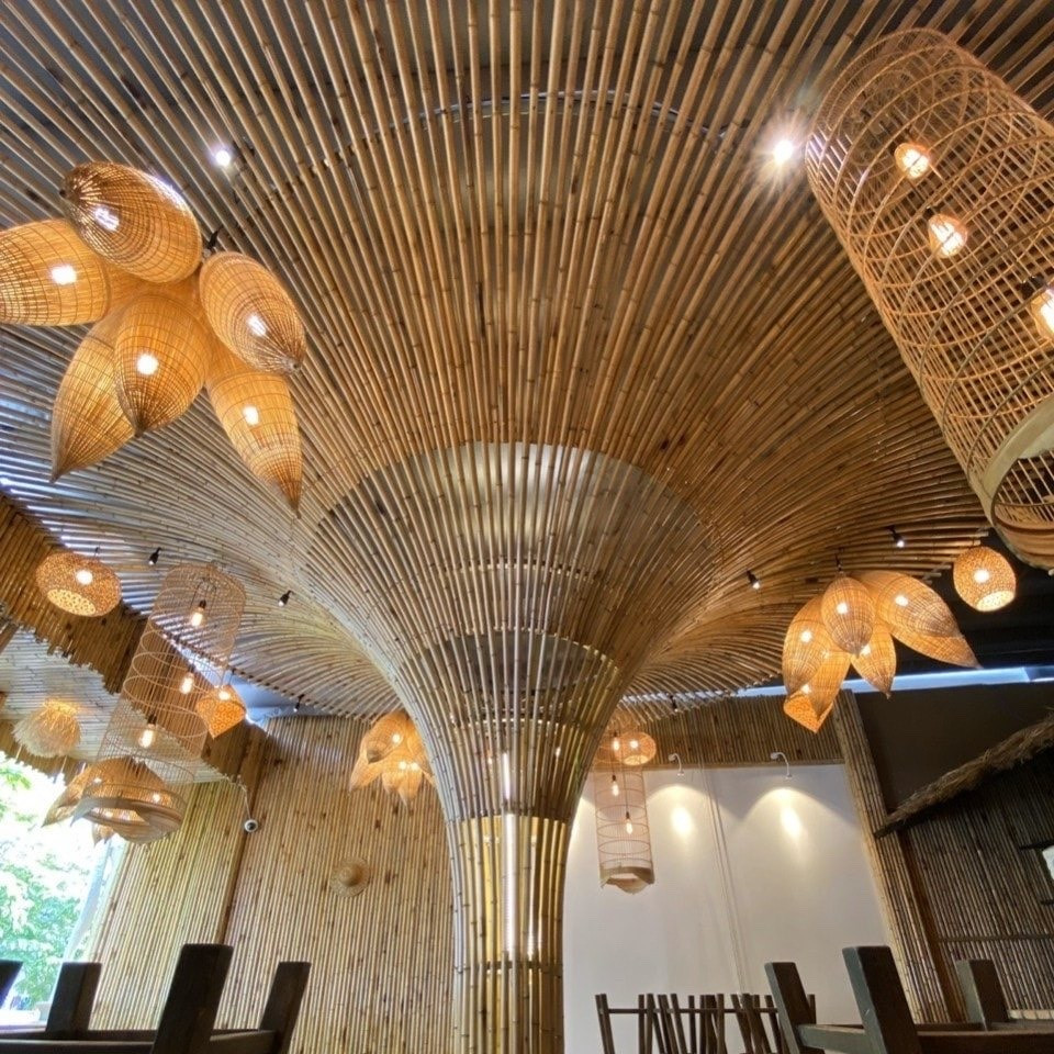 Đèn mây tre trang trí đẹp giá rẻ tại Mây tre Đan Trà