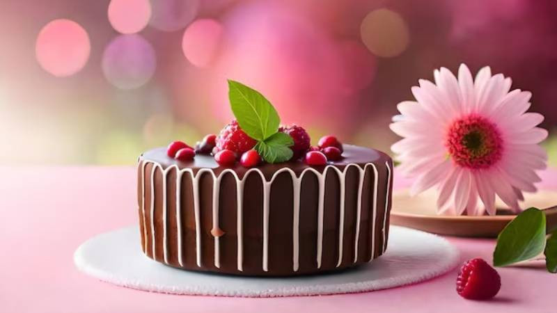 Ảnh hoa và bánh sinh nhật AI với phong cách trừu tượng