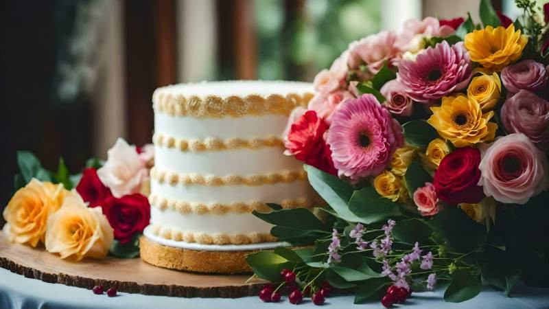 Ảnh hoa tươi và bánh sinh nhật đẹp với nến lung linh