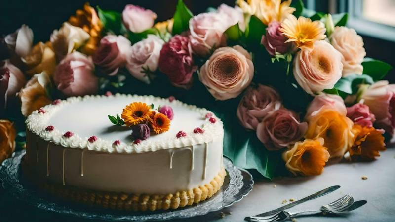 Ảnh hoa tươi và bánh sinh nhật đẹp